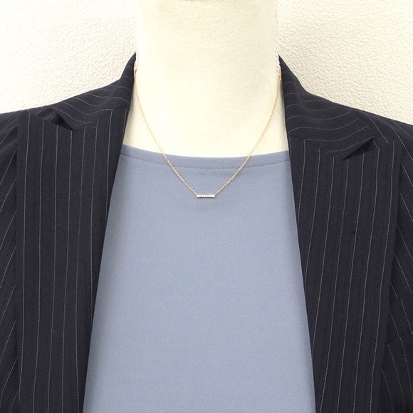 Tiffany Necklace Fleur De Lis Stem Bar 6 Points Diamond